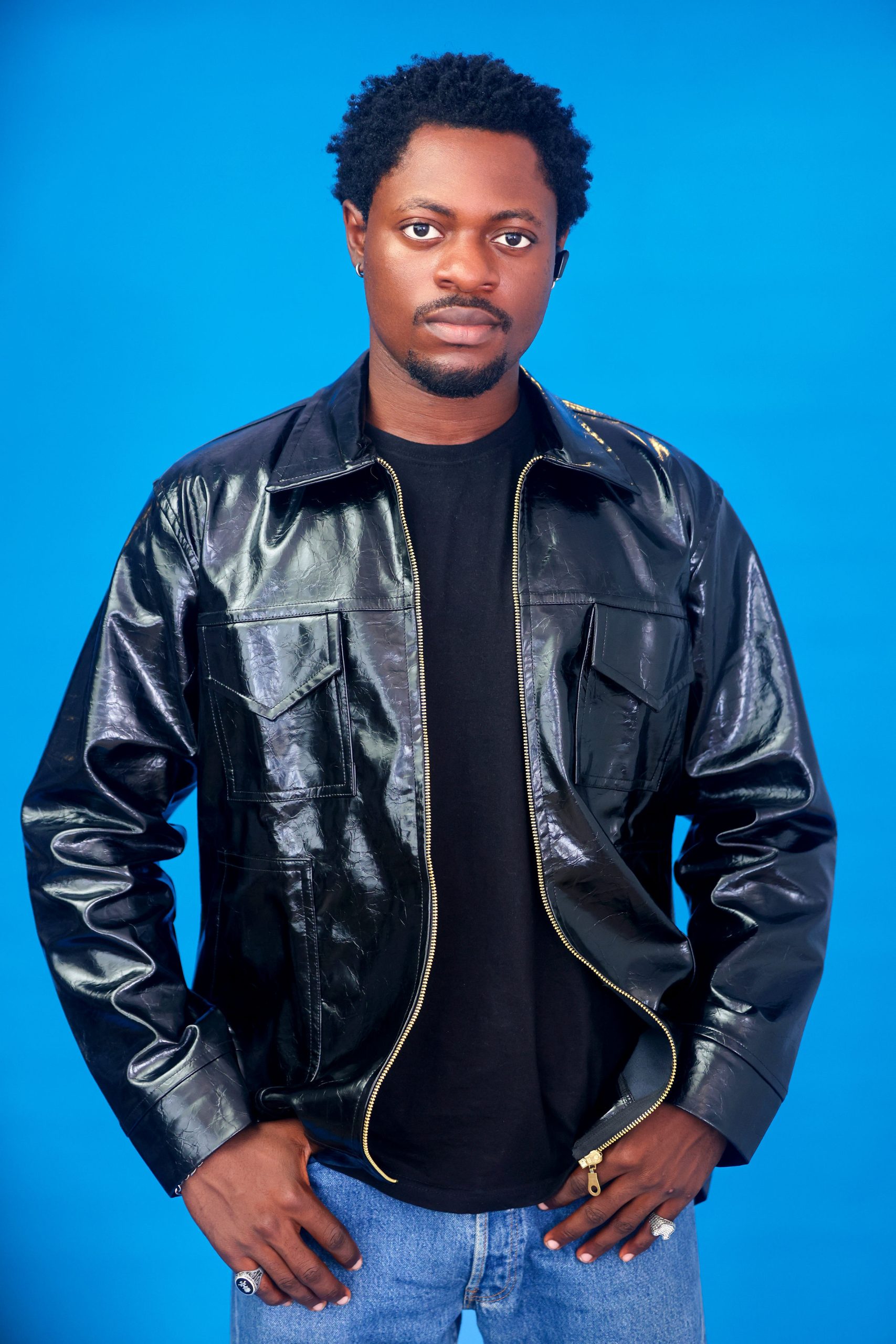 Ẹ̀MÍ Leather Utility Zip Jacket Black - Image 2