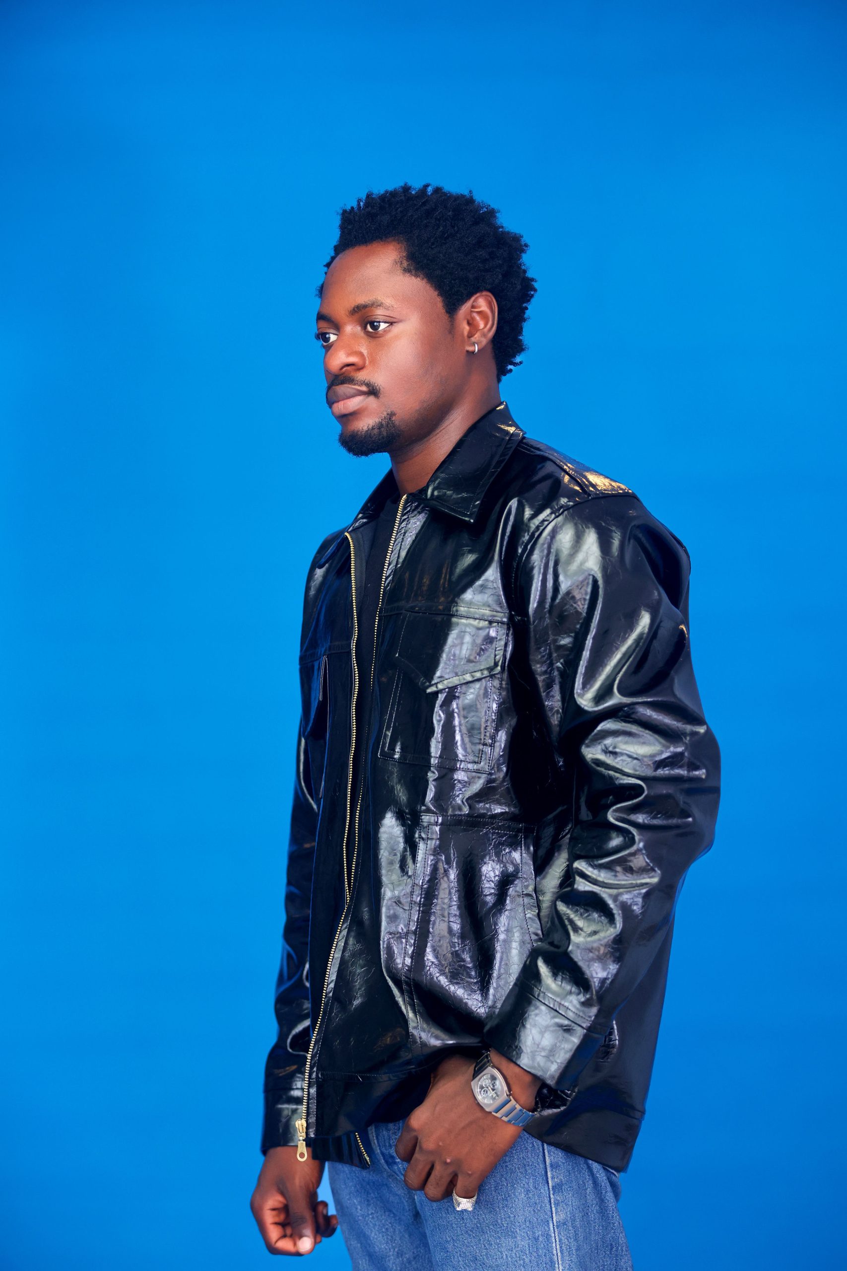 Ẹ̀MÍ Leather Utility Zip Jacket Black - Image 4