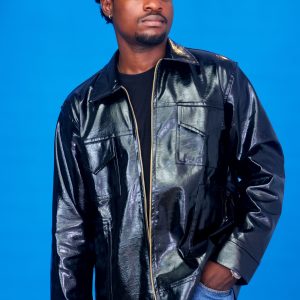 Ẹ̀MÍ Leather Utility Zip Jacket Black