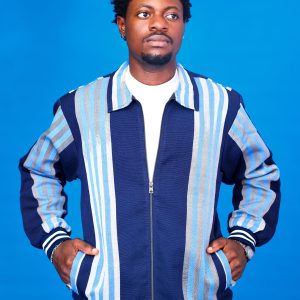 ARIKÉ Aso Oke Heritage Zip Jacket Blue Unisex - Image 2