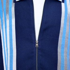 ARIKÉ Aso Oke Heritage Zip Jacket Blue Unisex - Image 4