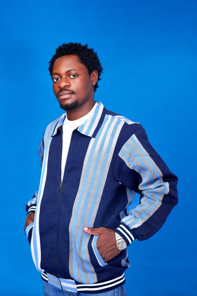 ARIKÉ Aso Oke Heritage Zip Jacket Blue Unisex - Image 1