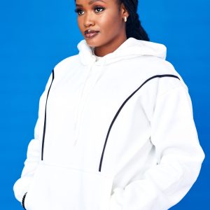 Essential Structured Hoodie – White Unisex - Image 3