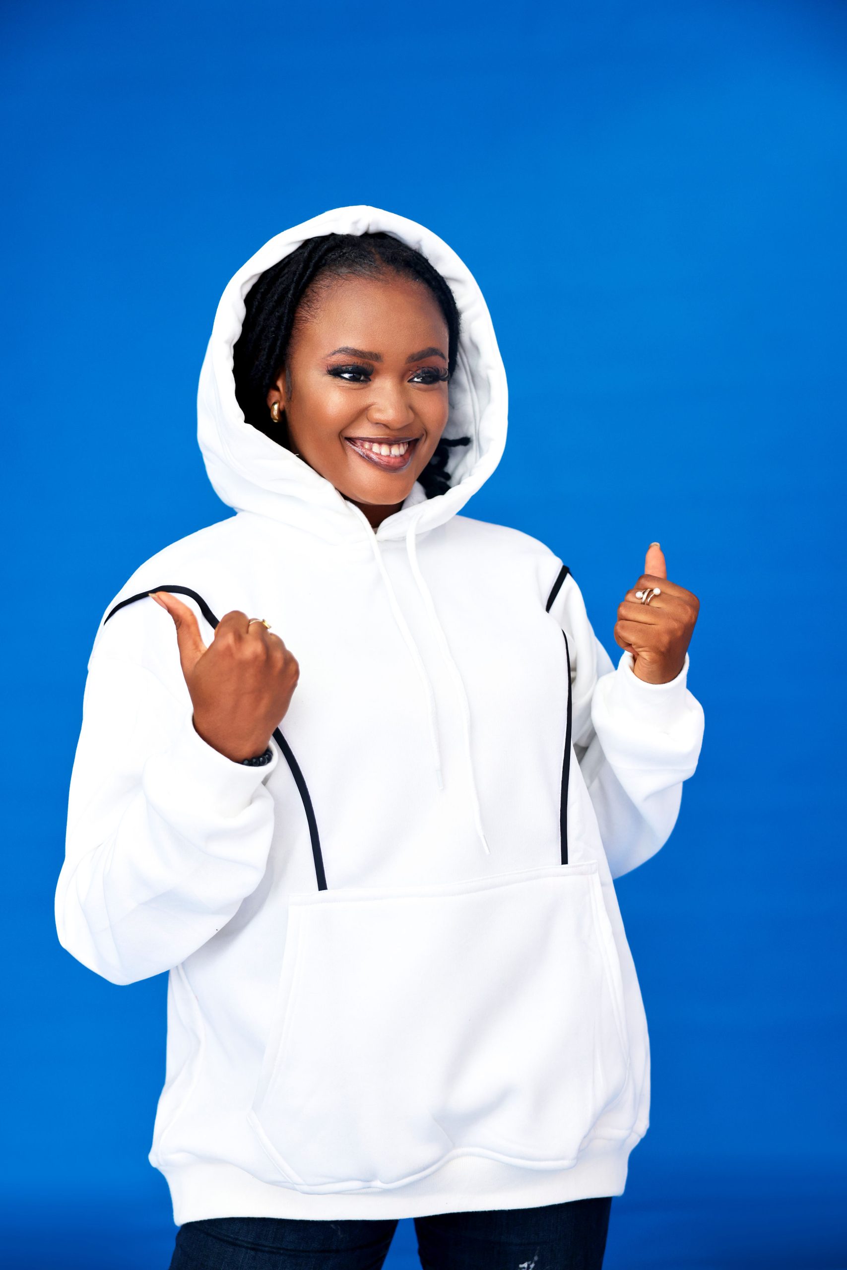 Essential Structured Hoodie – White Unisex - Image 4