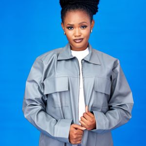 Ẹ̀MÍ Leather Utility Zip Jacket Grey Unisex