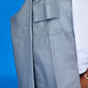 Ẹ̀MÍ Leather Utility Zip Jacket Grey Unisex - Image 3