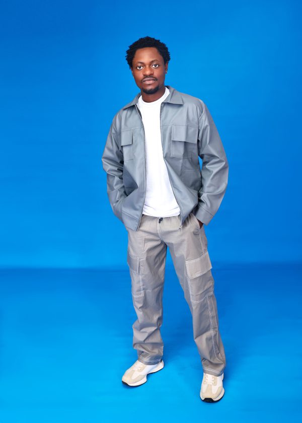 Ẹ̀MÍ Leather Utility Zip Jacket Grey