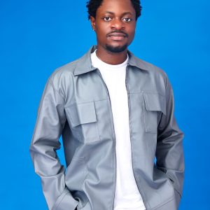 Ẹ̀MÍ Leather Utility Zip Jacket Grey - Image 1