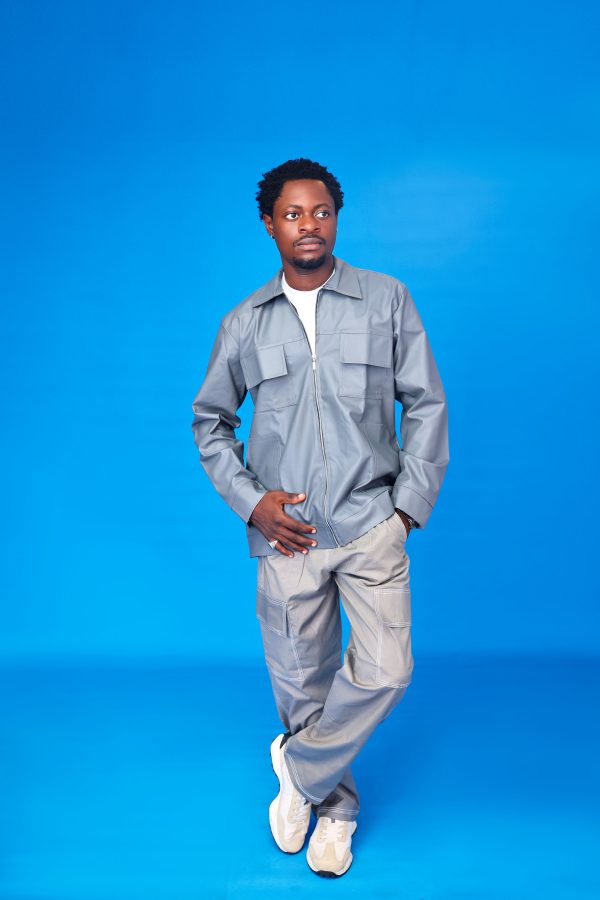 Ẹ̀MÍ Leather Utility Zip Jacket Grey