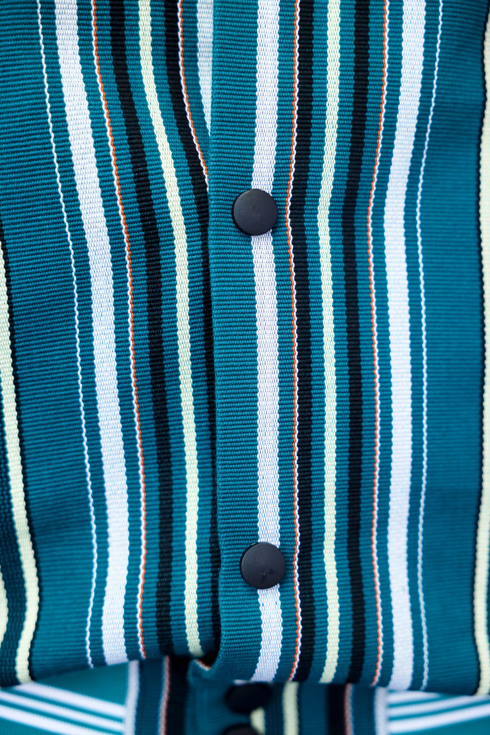 ARIKÉ Aso Oke Heritage Snap Jacket – Teal Stripe Green Unisex - Image 3