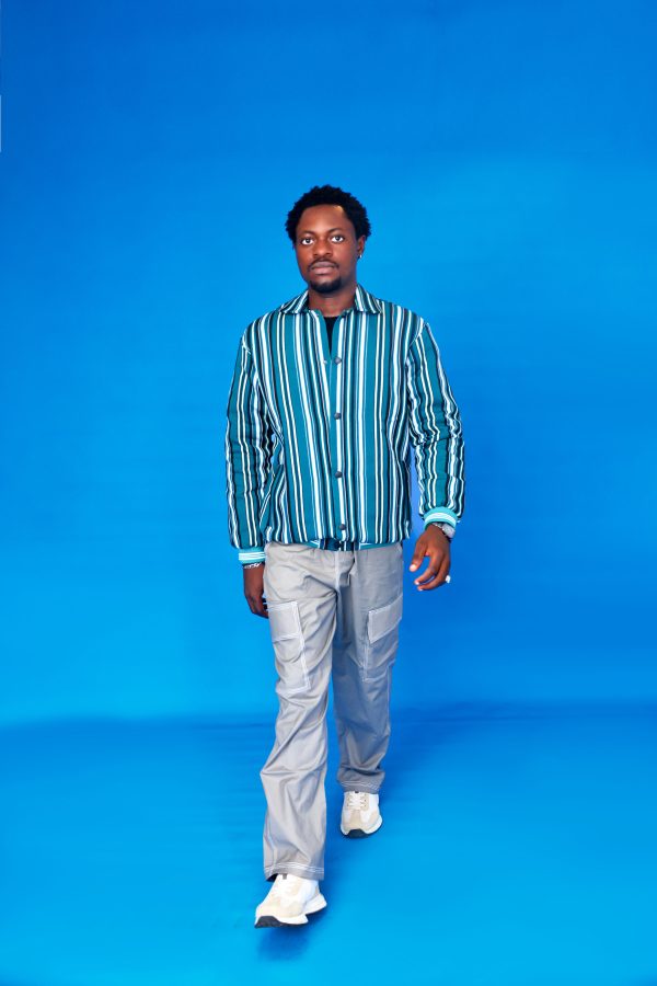 ARIKÉ Aso Oke Heritage Snap Jacket – Teal Stripe Green Unisex