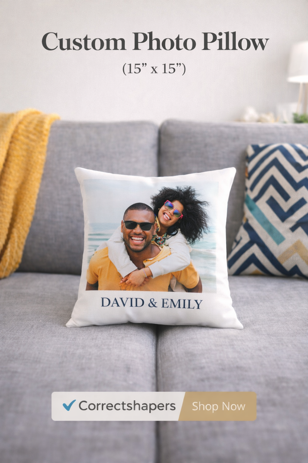 Personalised Custom Photo Cushion Pillow White (15"×15") - Image 2