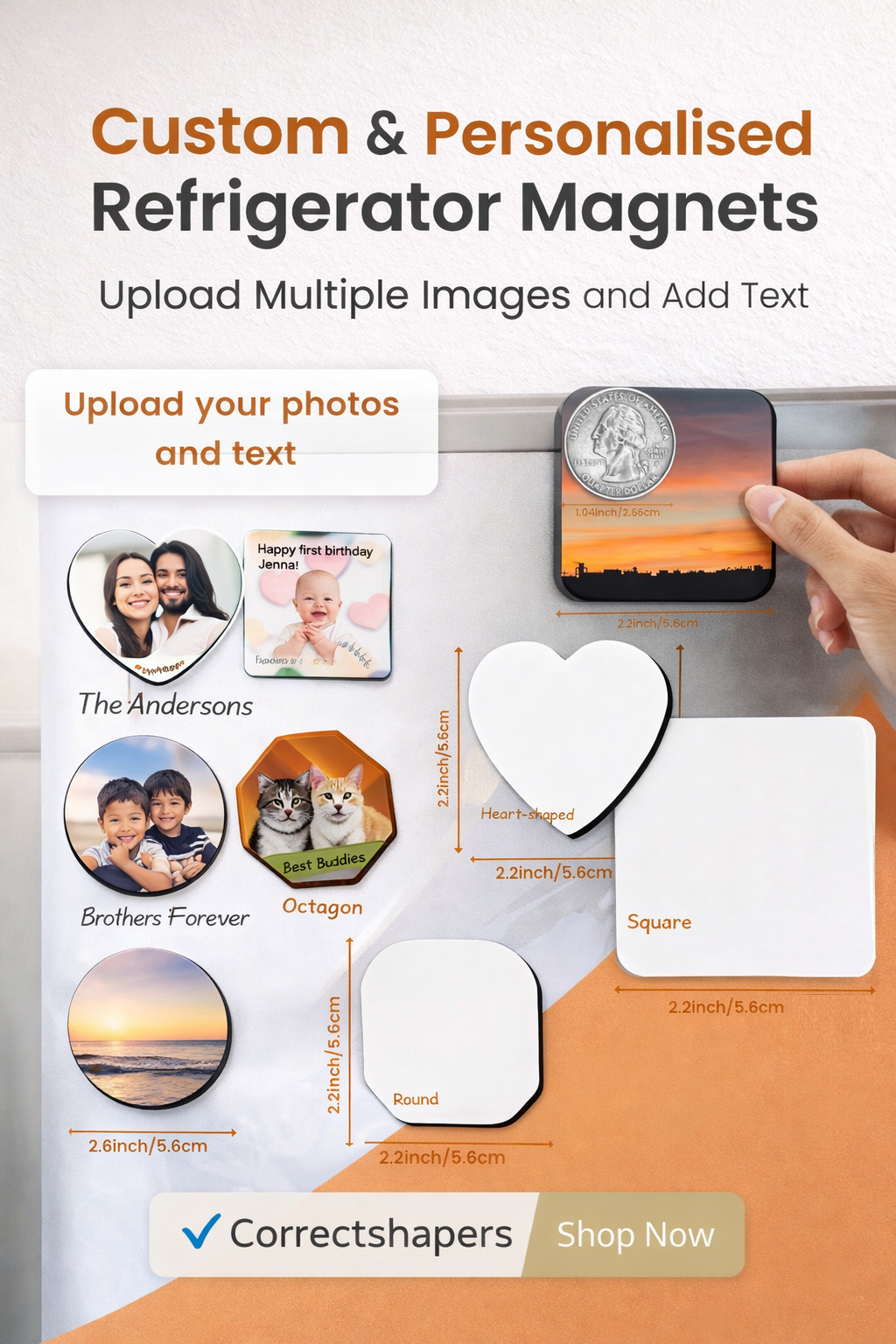 Multiple Personalised Custom Magnetic Photo Fridge Magnets - Image 1