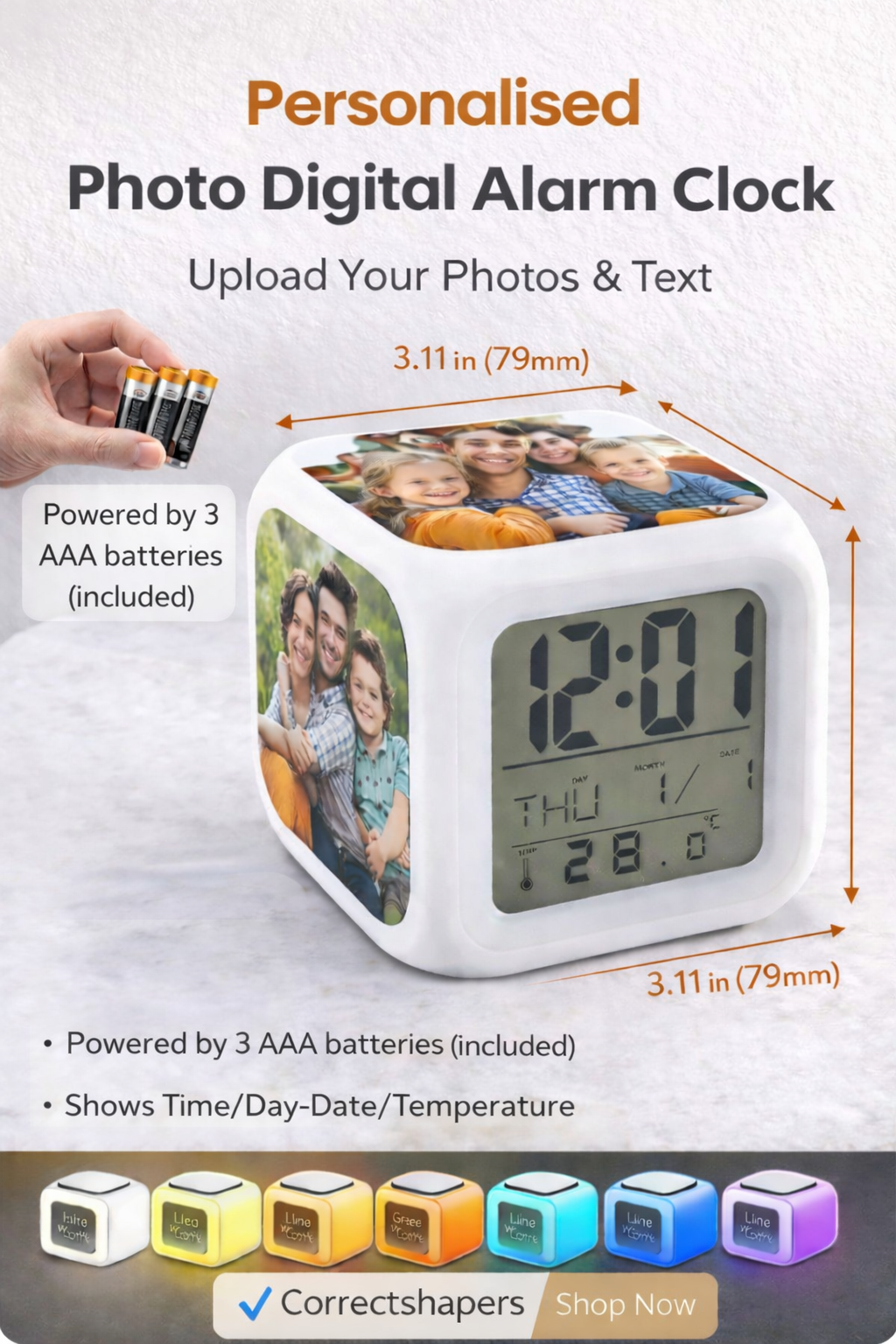 Personalised Photo Digital Alarm Clock – Custom LED Clock - Image 1