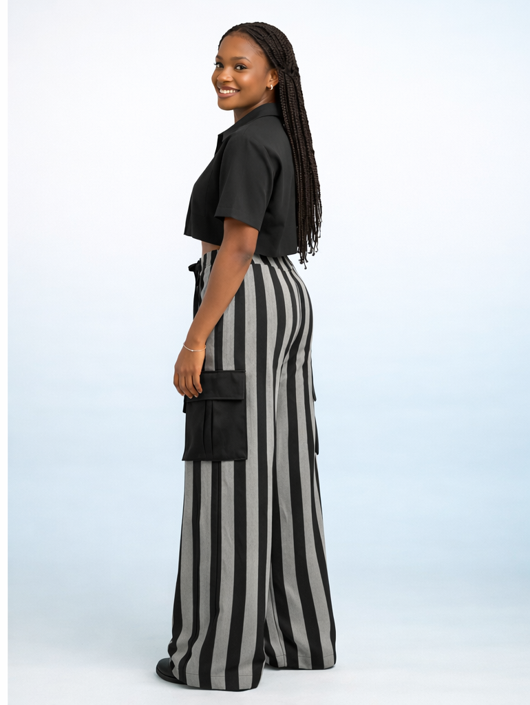 Okin Classic Aso Oke Stripe Pant Set – Handwoven Co-Ord Outfit - Image 2