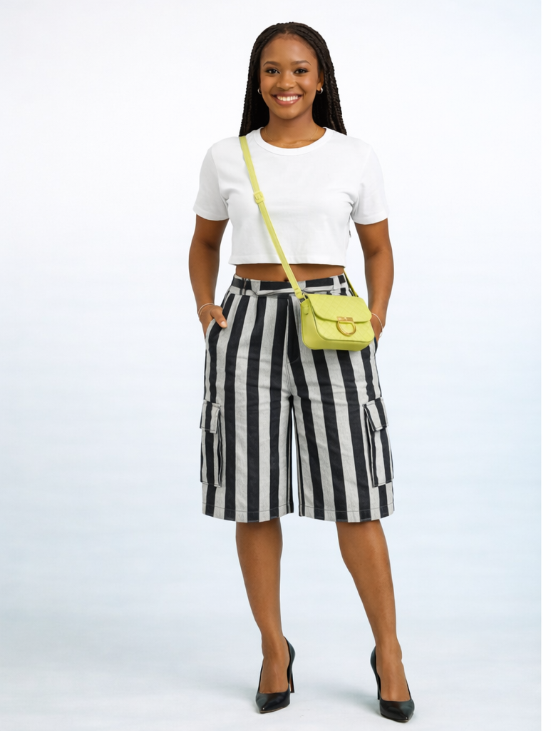 Okin Classic Aso Oke Cargo Shorts – Handwoven Okin Collection - Image 1