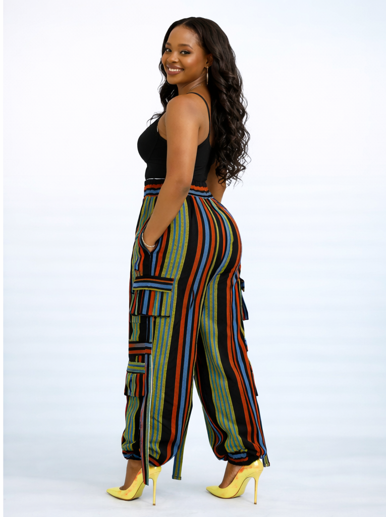 Okin Luxe Aso Oke Cargo Trousers – Okin Collection - Image 2