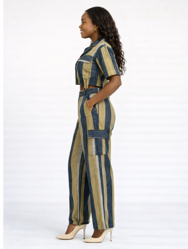 Okin Heritage Aso Oke Crop Jacket & Tailored Pant Set – Handwoven Luxury Co-Ord